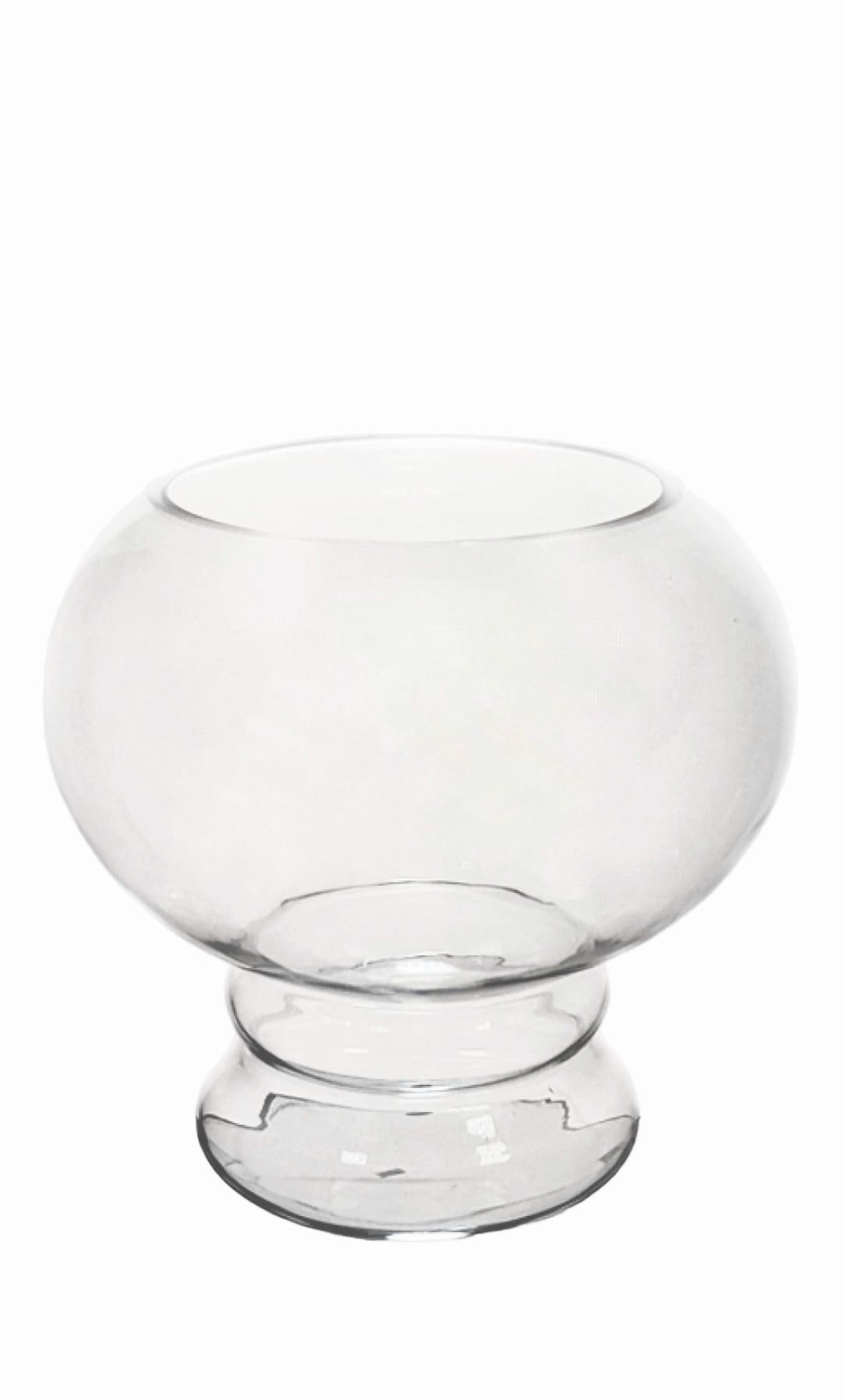 13 Inch Clear Fishbowl Pedestal Glass Vase 14D x 9W x13H -- 2 Per Case